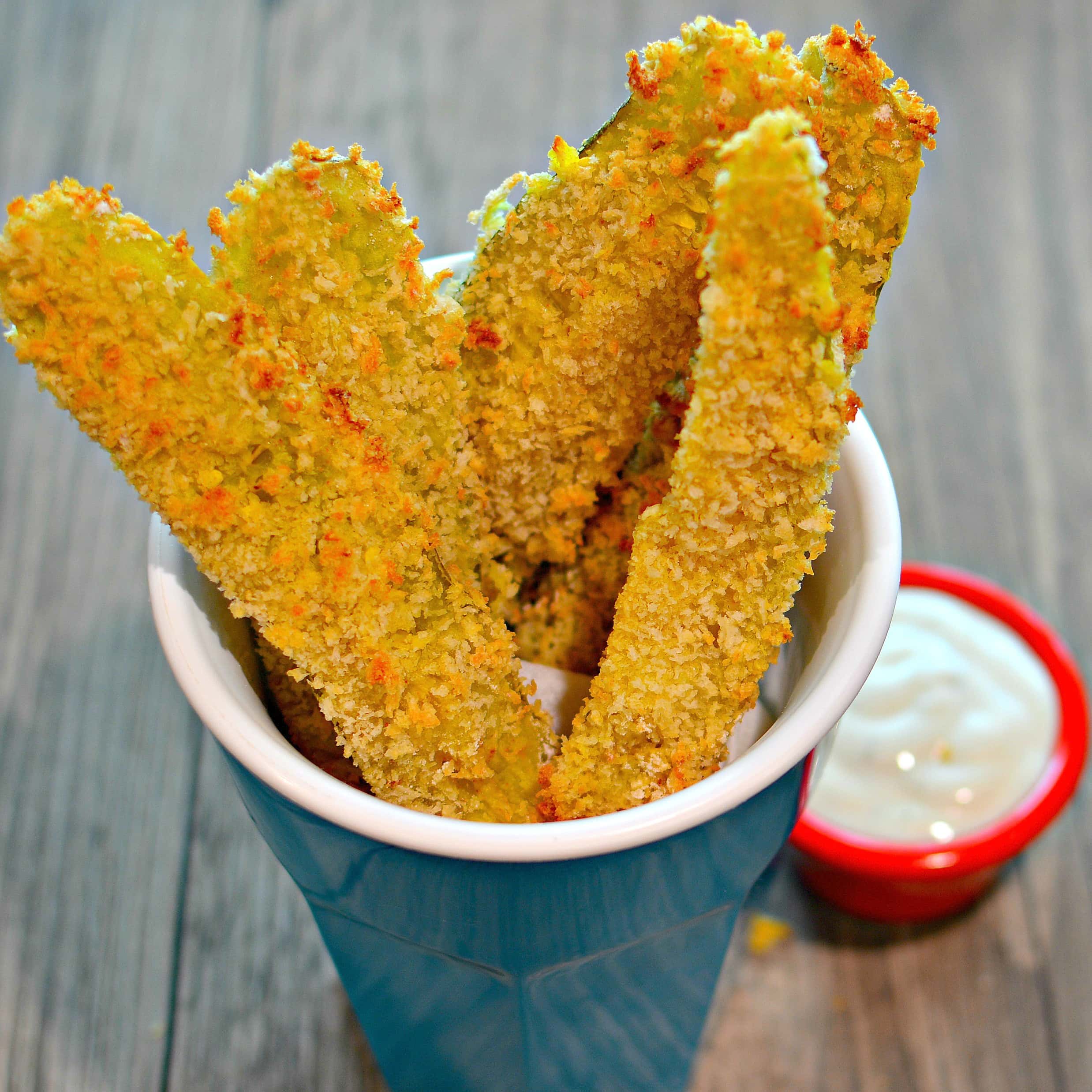 Korean Air Fryer Pickles Spears with Spicy Mayo Dipping Sauce